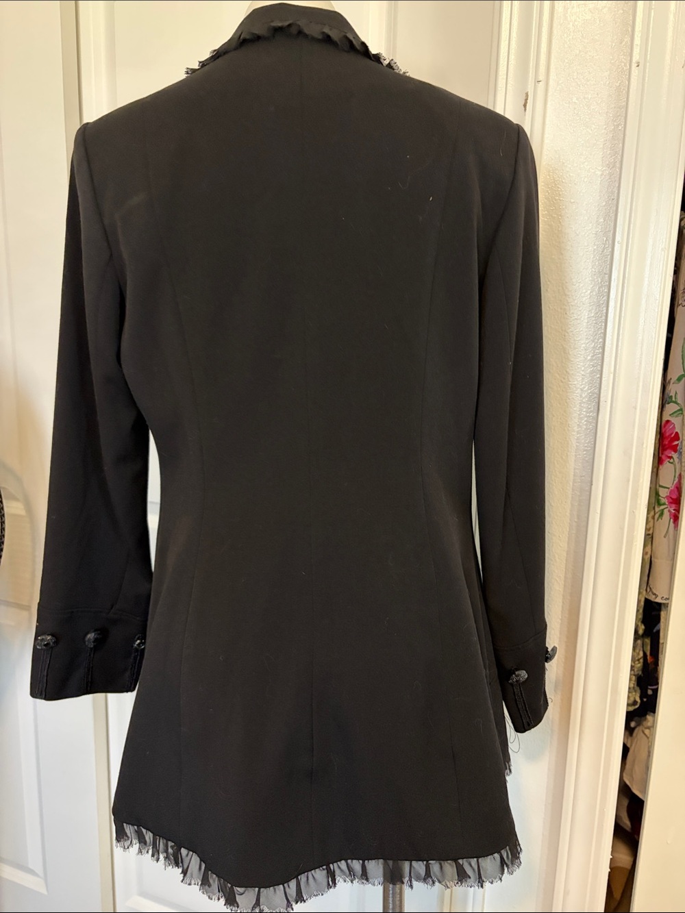 Insight Black lace Frayed-Trim Open Blazer - Picture 5 of 10